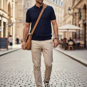 PRADA VINTAGE Leather Sneakers l  Navy Cream Blue Driver's license  l  s  8 1/2